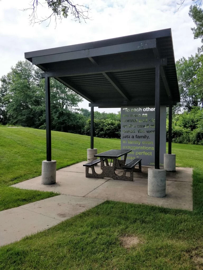 John Irving Quote Picnic Shelter Iowa Rest Stop