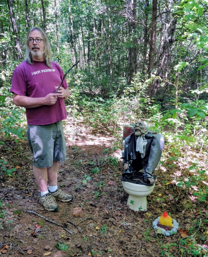 Sam with Toilet World Famous SamG Art Clarkesville, GA