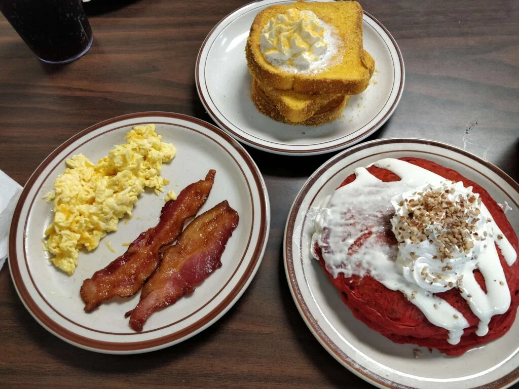 Red Velvet Pancakes Ruth Ann’s in Columbus, Georgia